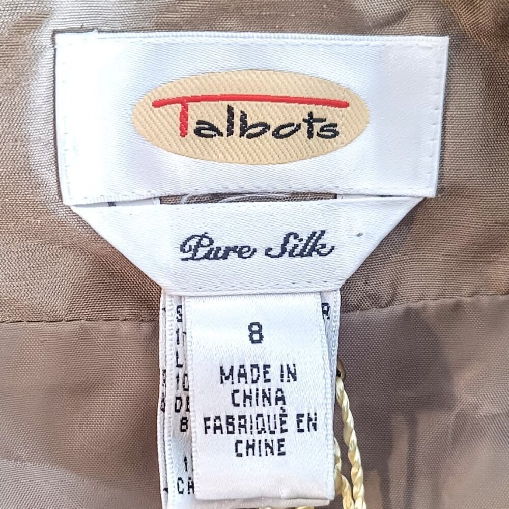 Talbots Tan Floral Embroidered Silk Shantung Sleeveless Top NWT - Picture 3 of 7